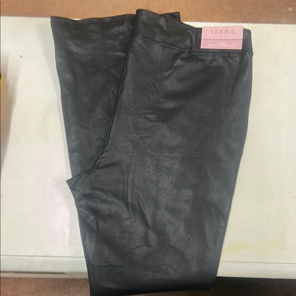 Serra Sleek Black Faux Leather Pants XL Bootcut